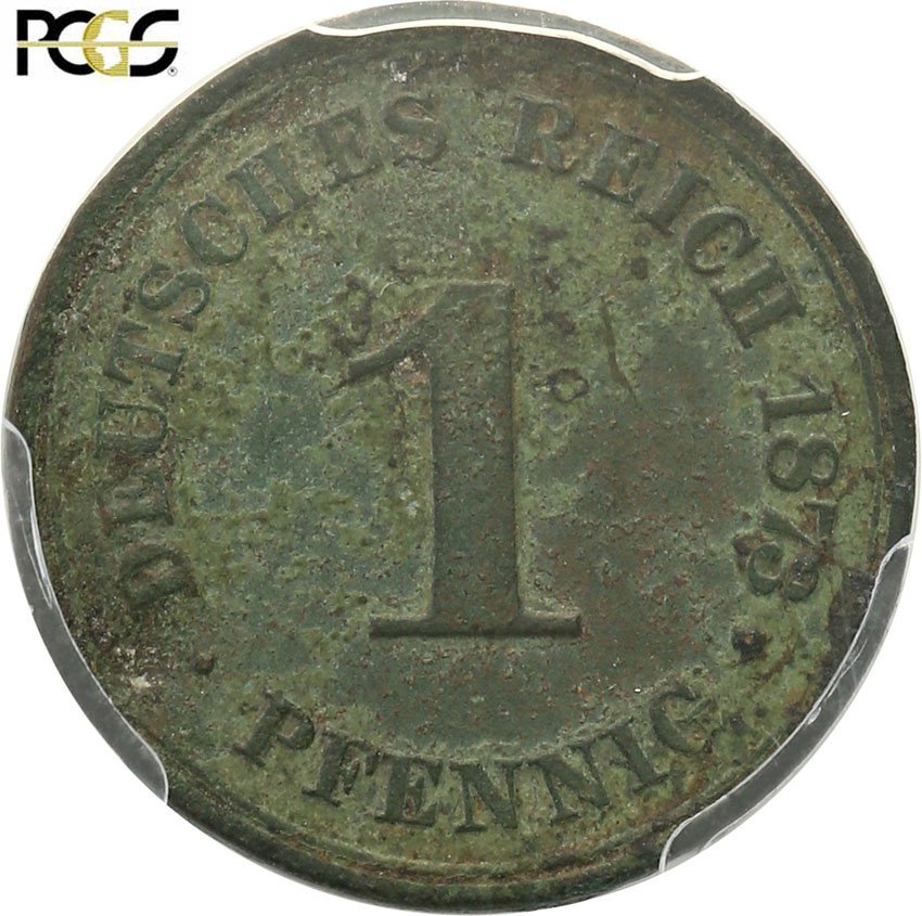 Niemcy. Kaiserreich, 1 Pfennig 1873 A, PCGS Genuine